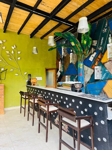 Artistic bar lounge with polka-dot counter at The Feel Luxury Boutique Hotel Ella